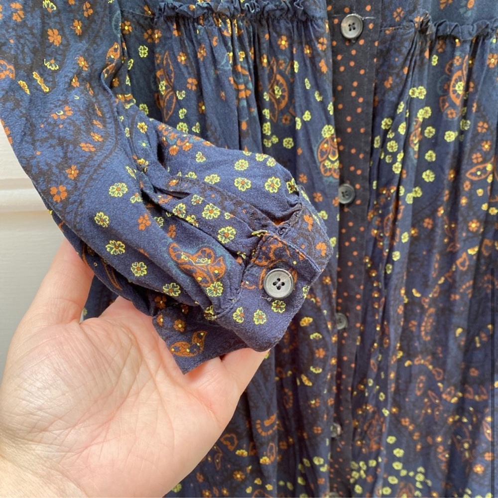 Malia Mills Flowy Button Front 3/4 Sleeve Maxi Shirt Dress - Picture 12 of 16